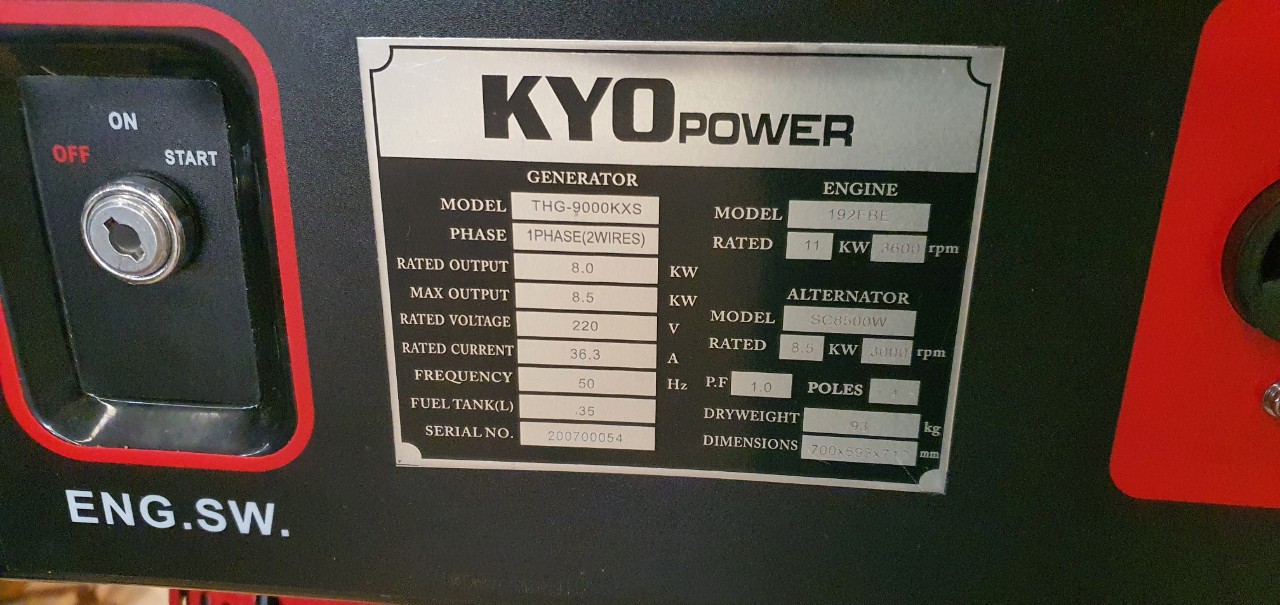 Máy Phát Điện Chạy Xăng Kyo Power 8KVA THG9000KXS