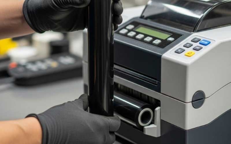 Cách lắp mực máy in mã vạch