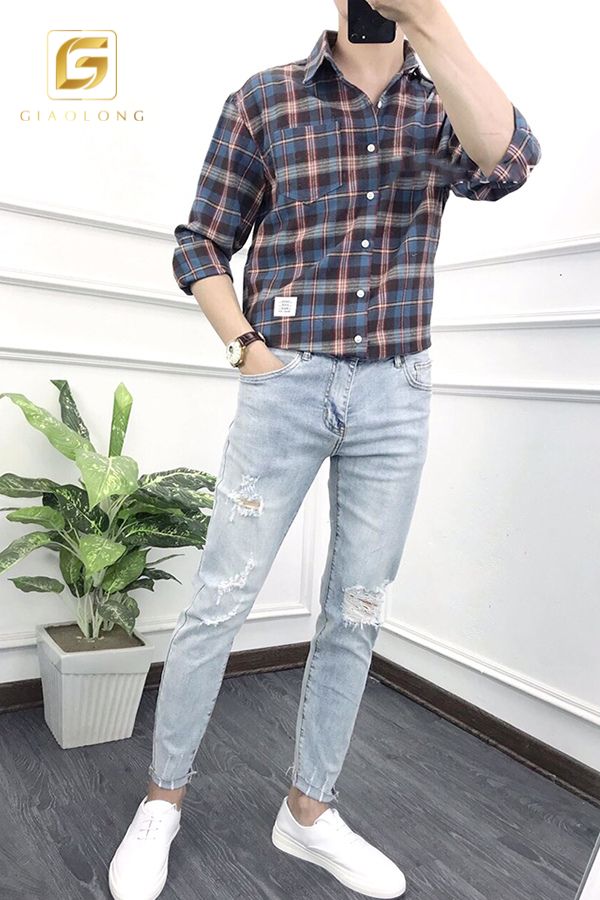 Áo sơ mi phối với quần jean nam