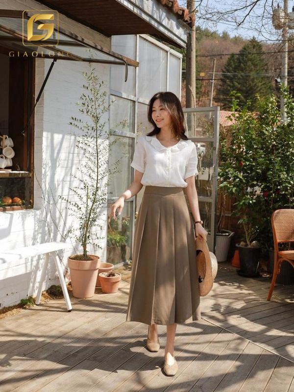phối chân váy với áo sơ mi