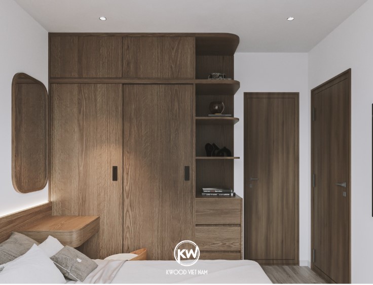 Mẫu tủ quần áo cửa lùa 2 cánh bằng gỗ công nghiệp hiện đại