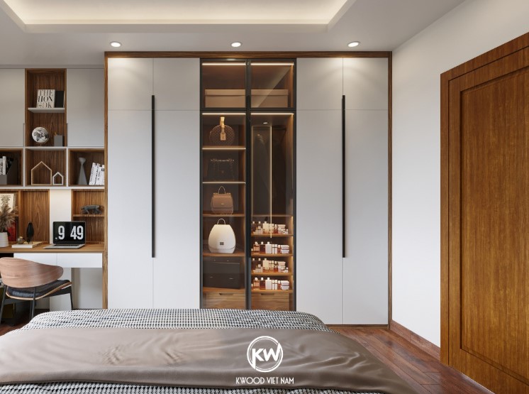 Mẫu tủ quần áo âm tường thông minh tiết kiệm diện tích phòng ngủ nhỏ