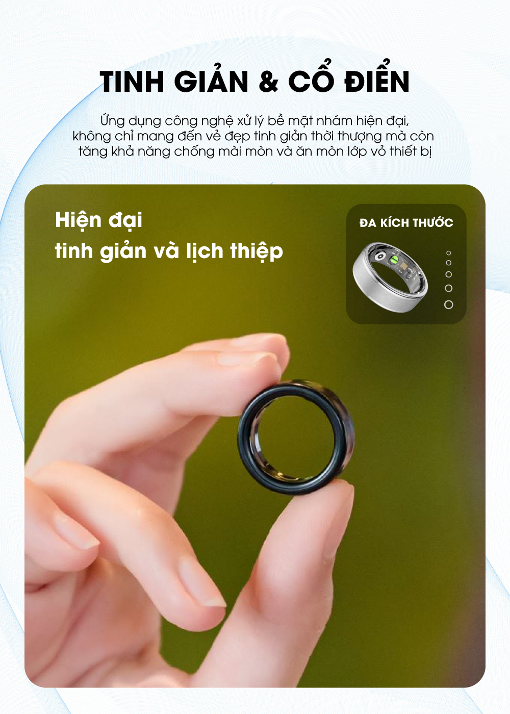 Nhẫn 9Fit SmartRing với thiết kế unisex, tinh giản và cổ điển