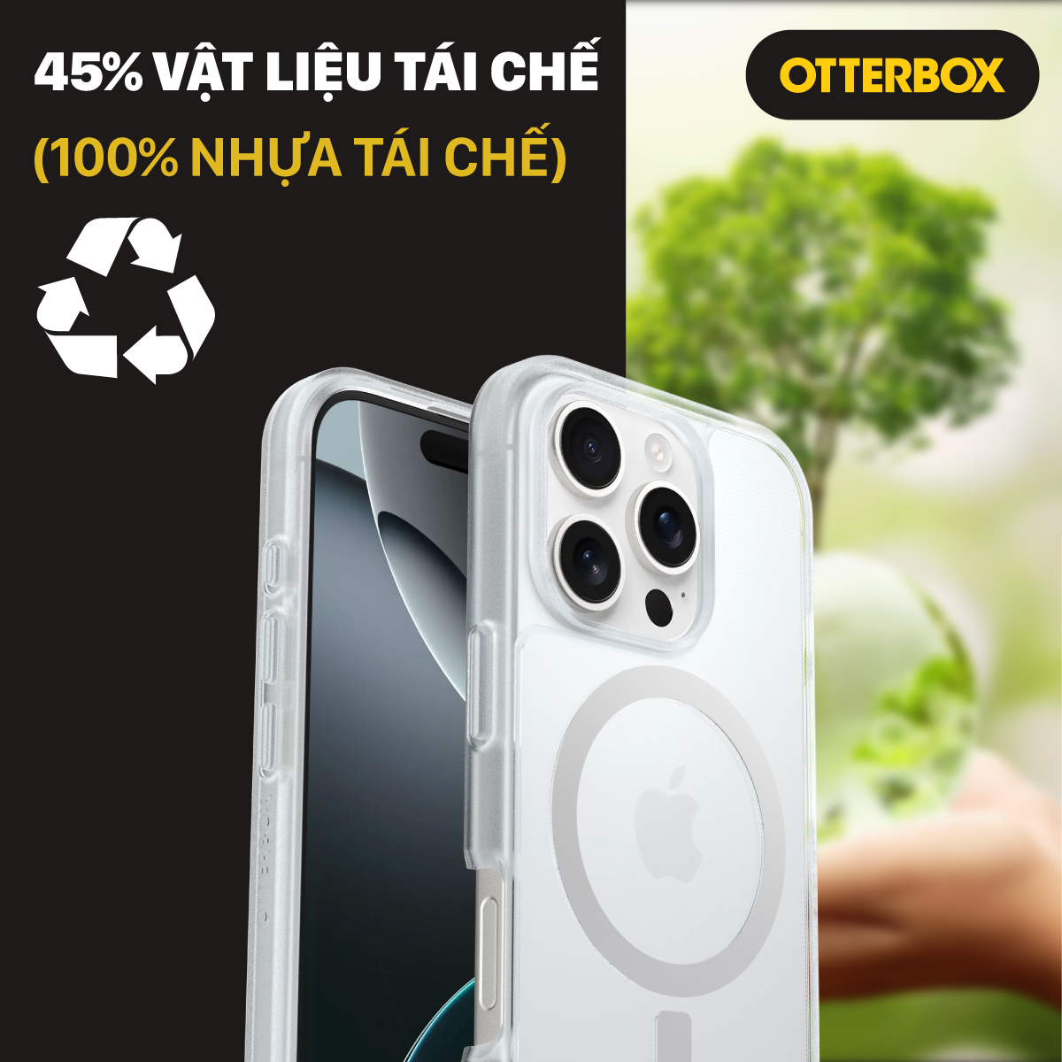 OtterBox React MagSafe được làm từ 45% nguyên liệu tái chế