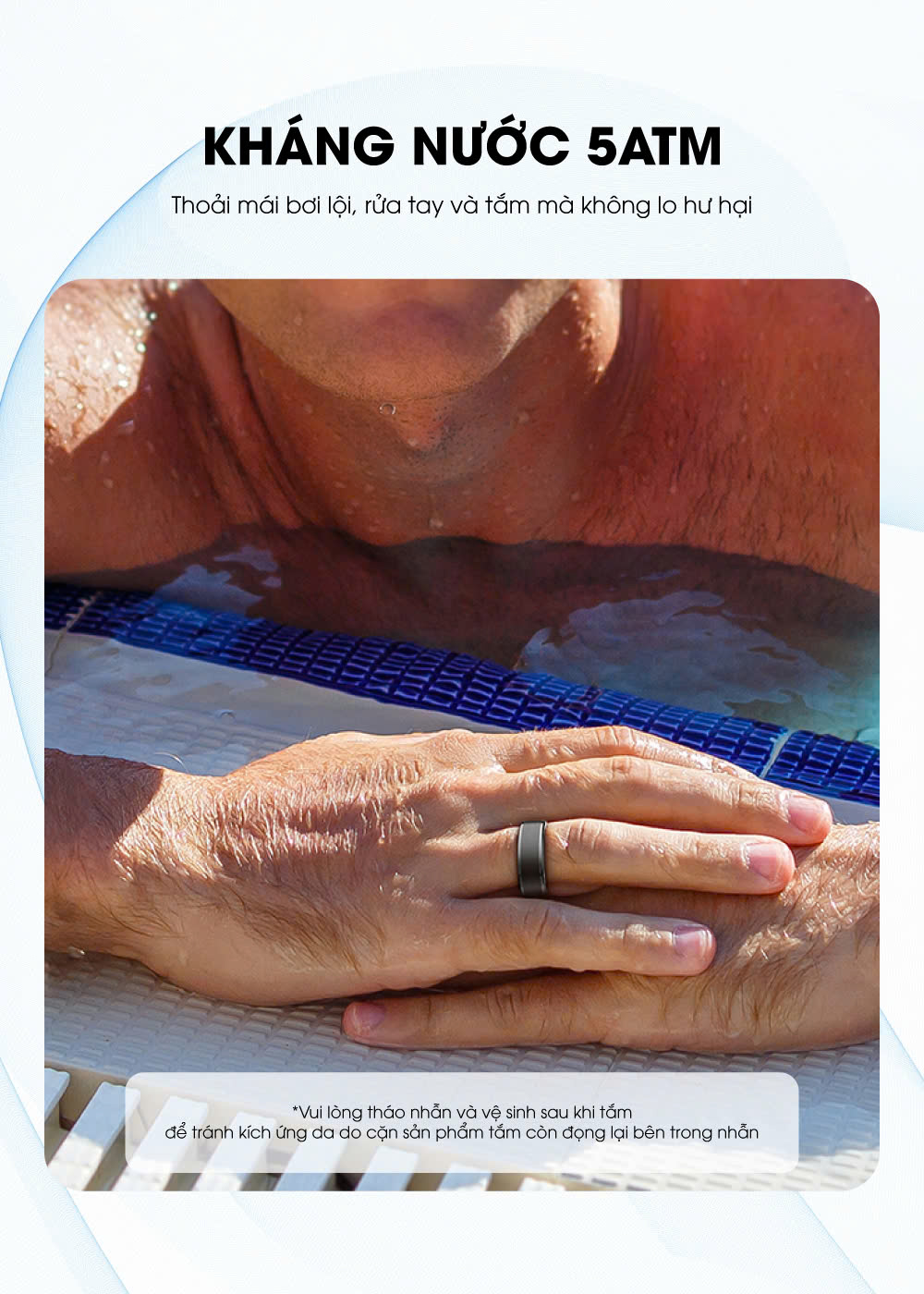 Nhẫn 9Fit SmartRing có khả năng kháng nước với tính năng 5ATM