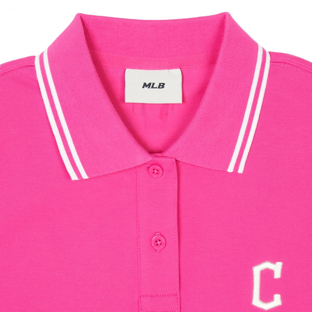 Áo Croptop MLB Korea Women's Basic Cleveland Guardians Magenta