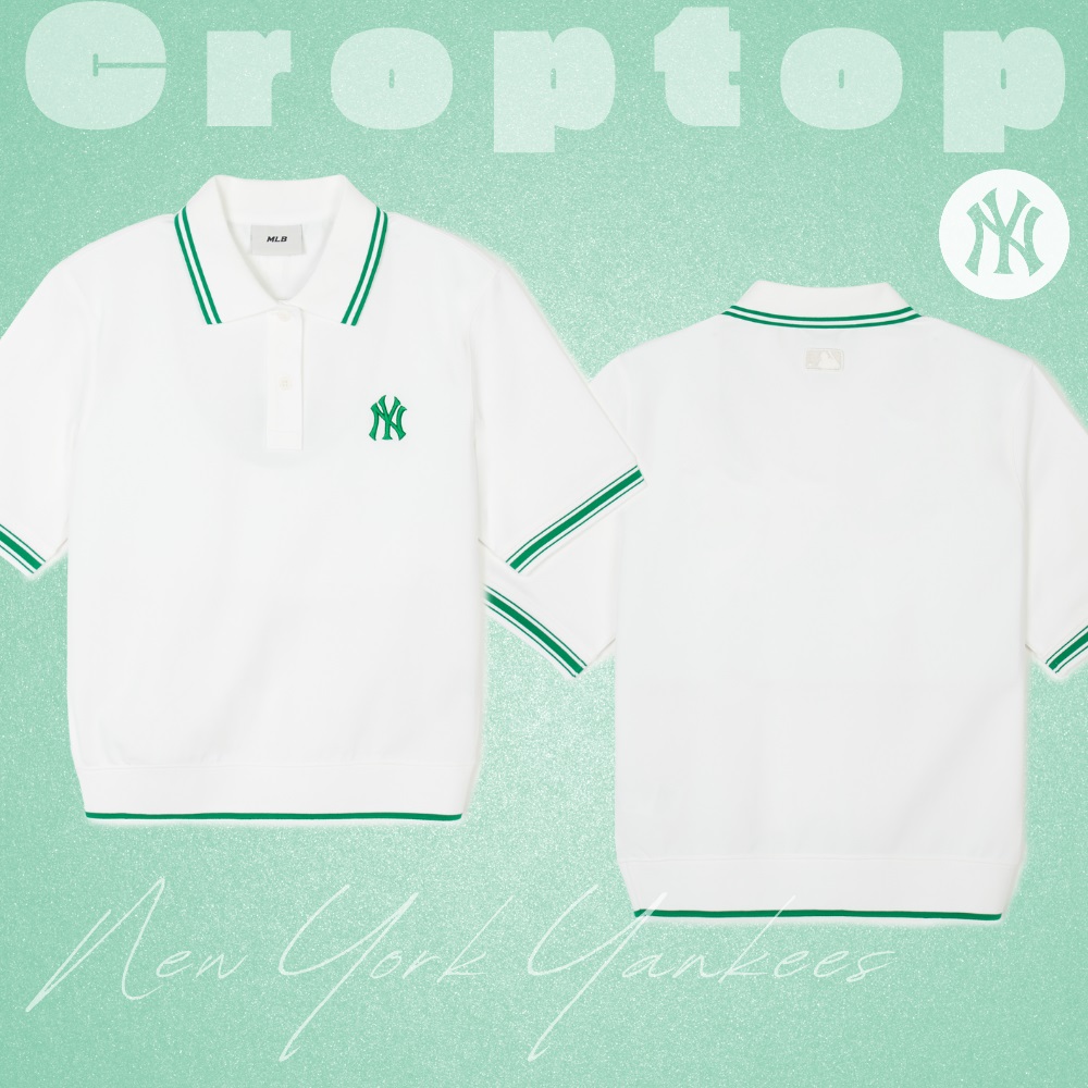 Áo Croptop MLB Korea Women's Basic New York Yankees Ivory