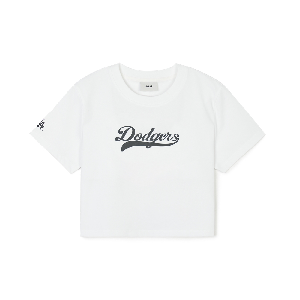 Áo Croptop MLB Korea Women's Basic Varsity Cultive LA Dodgers White