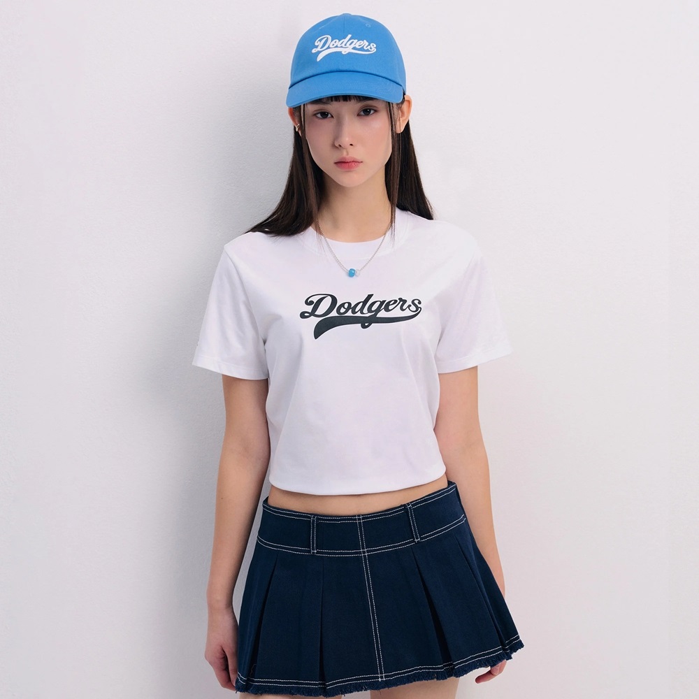 Áo Croptop MLB Korea Women's Basic Varsity Cultive LA Dodgers White