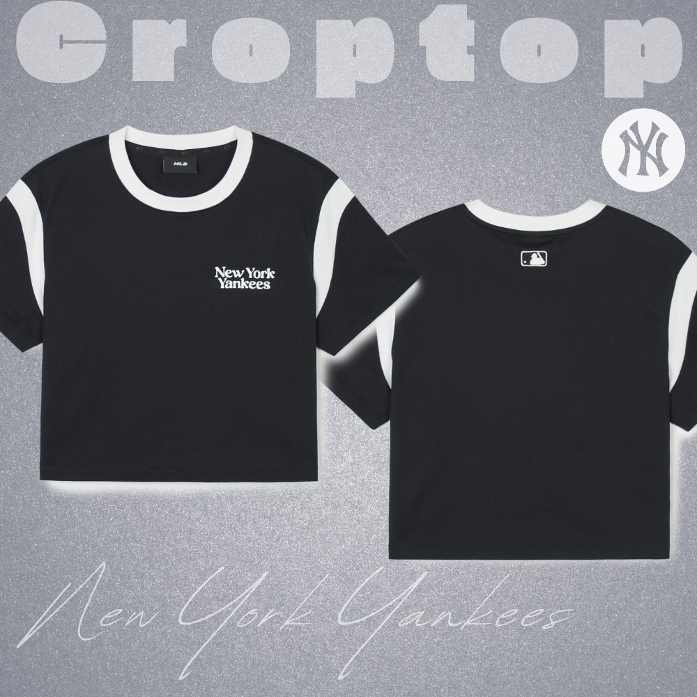 Áo Croptop MLB Korea Women's Varsity New York Yankees Black