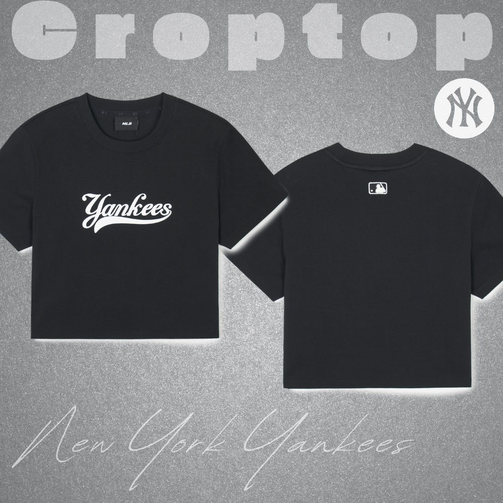 Áo Croptop MLB Korea Women's Basic Varsity Cultive New York Yankees Black