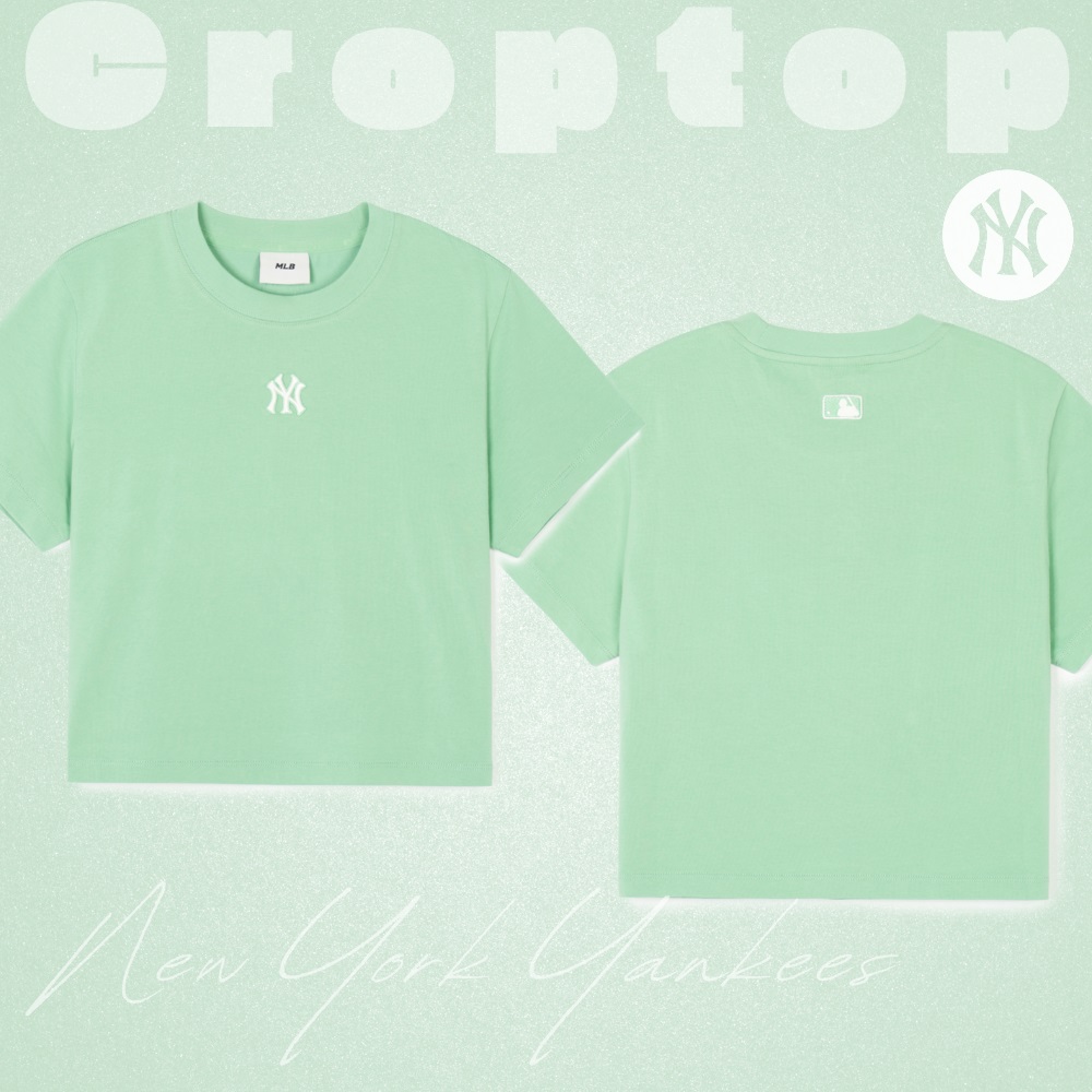 Áo Croptop MLB Korea Basic Small Logo New York Yankees Green