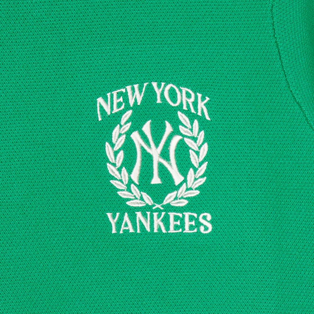Áo Croptop MLB Korea Women's Sportive Varsity Half Zip Up New York Yankees Green