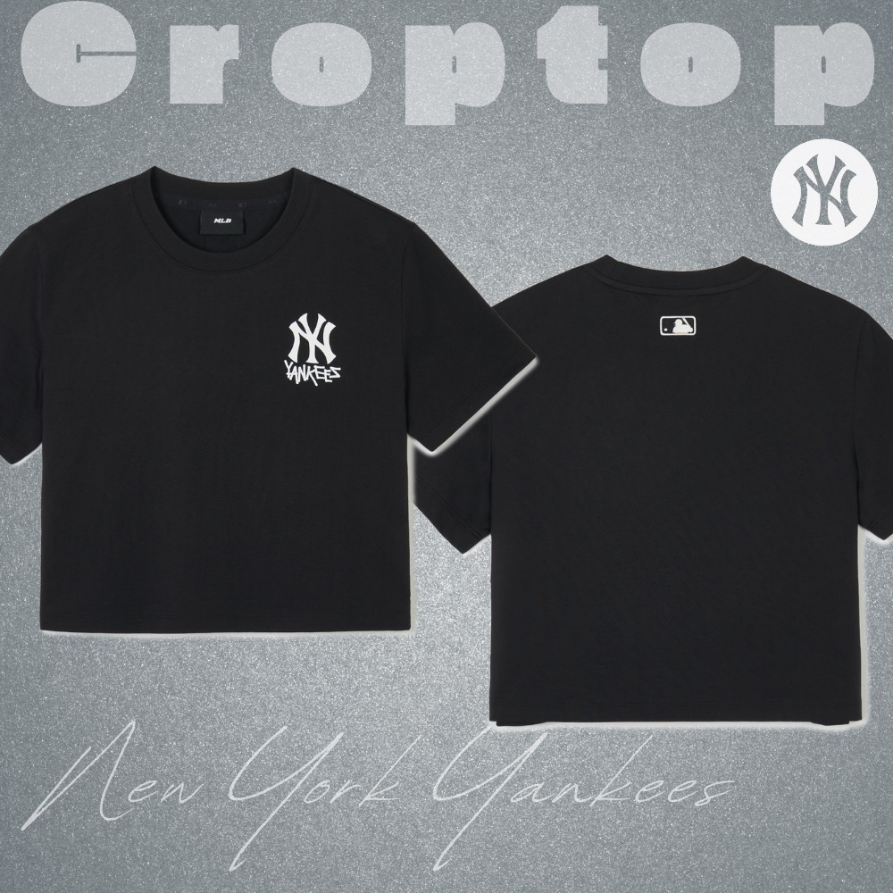 Áo Croptop MLB Korea Women's Street Small Logo New York Yankees Black