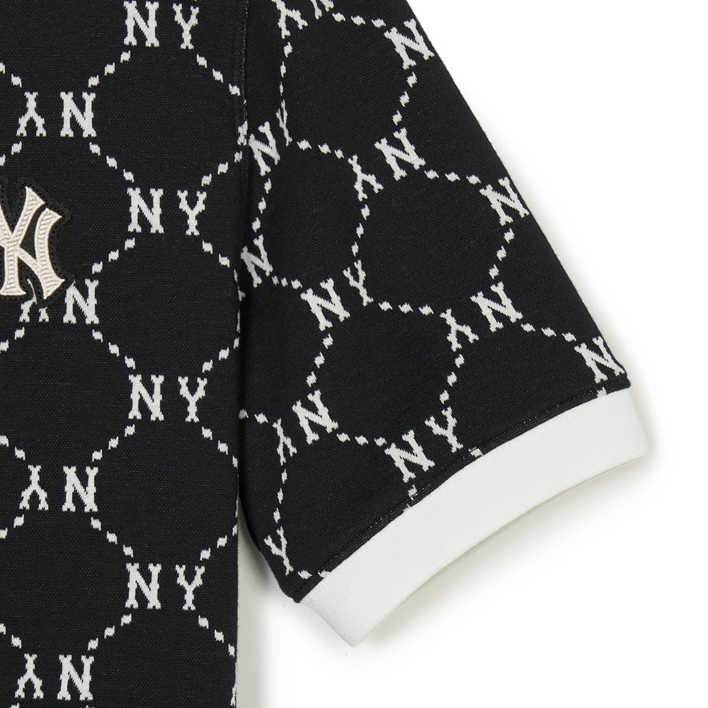 Áo Polo MLB Korea Women's Dia Mono Jacquard Collar New York Yankees Black