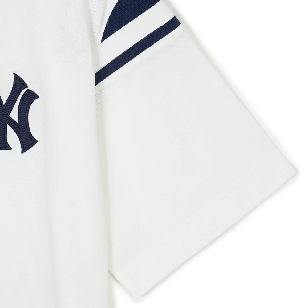 Áo Polo MLB Korea Varsity Shoulder Color Overfit Collar New York Yankees Ivory