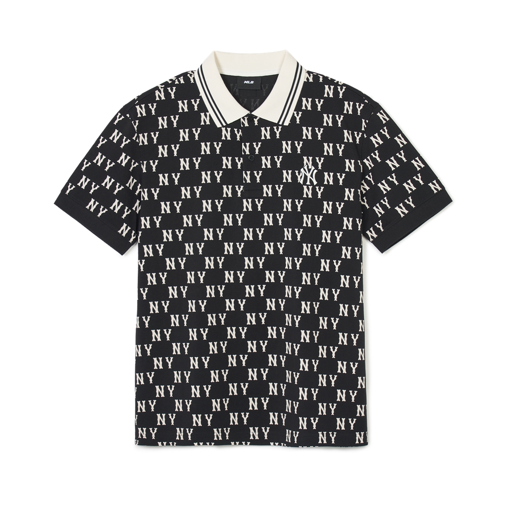 Áo Polo MLB Korea Classic Mono Front Pattern Collar New York Yankees Black