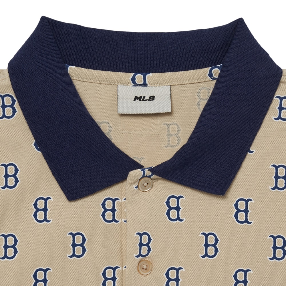 Áo Polo MLB Men's Classic Monogram Full Board Pattern Karati Boston Red Sox L.Beige