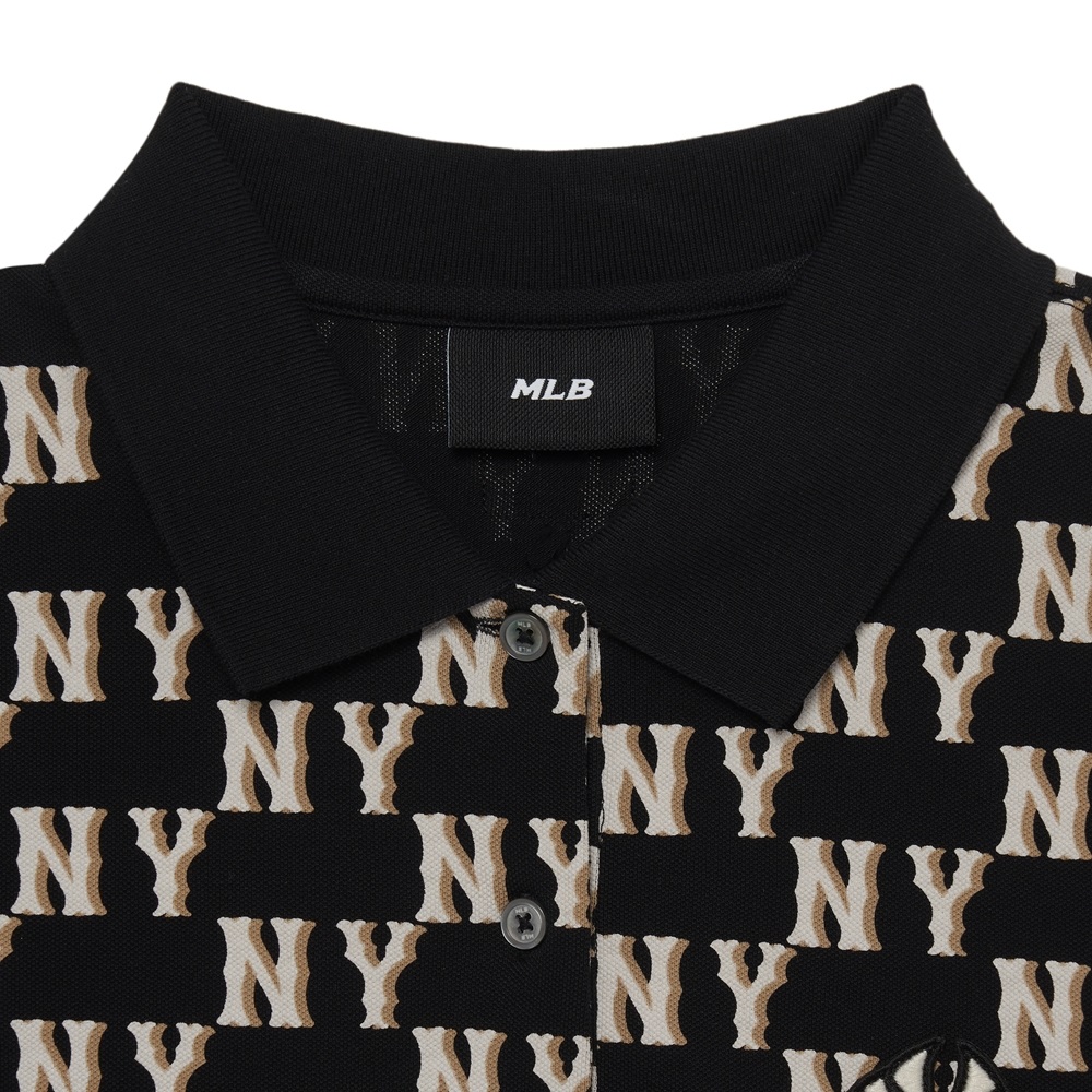 Áo Polo MLB Women's Classic Monogram Full Board New York Yankees Black