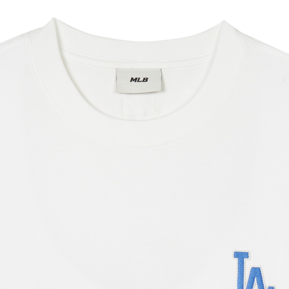 Áo Thun MLB Korea Denim Like Mono Big Lux LA Dodgers White
