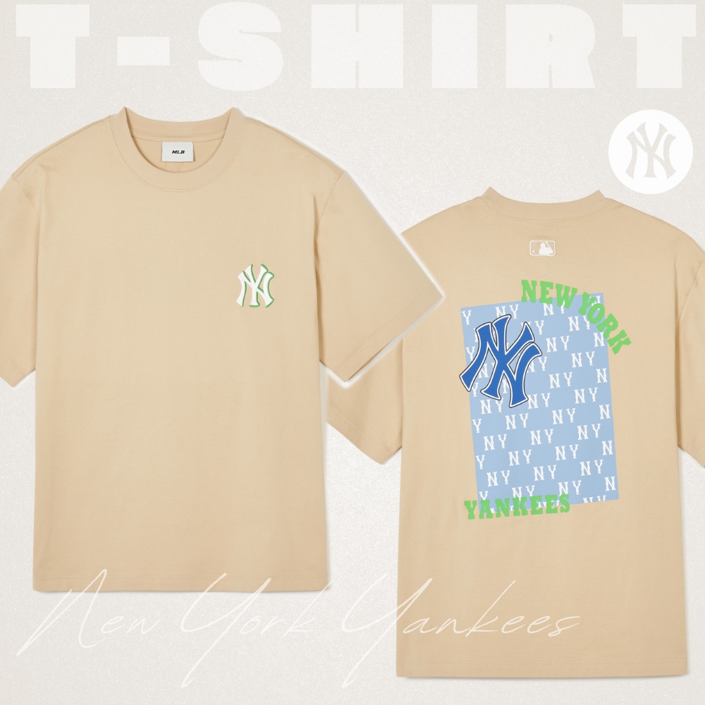 Áo Thun MLB Korea Monative T-Shirt New York Yankees Beige