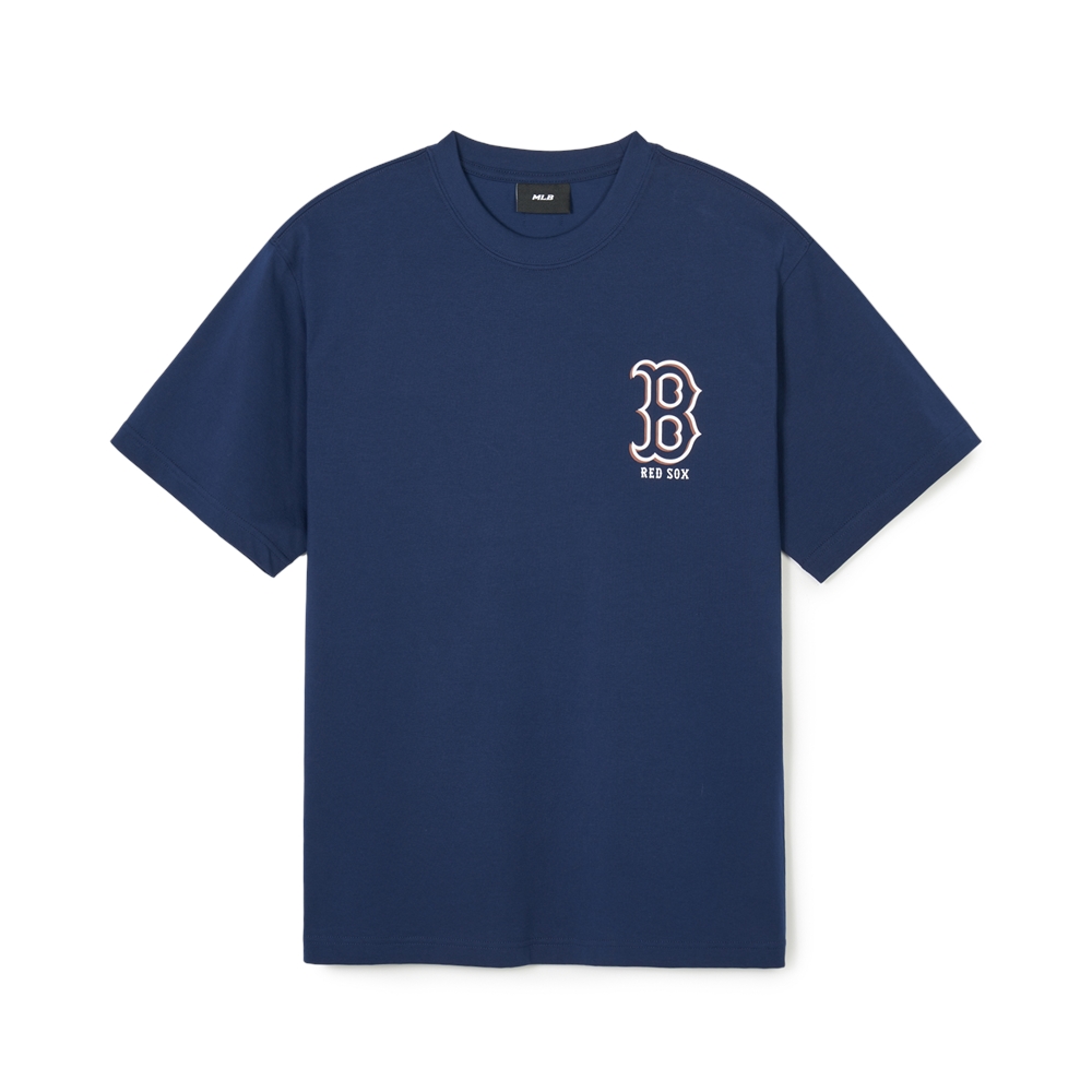 Áo Thun MLB Korea Basic Mega Logo Boston Red Sox Navy