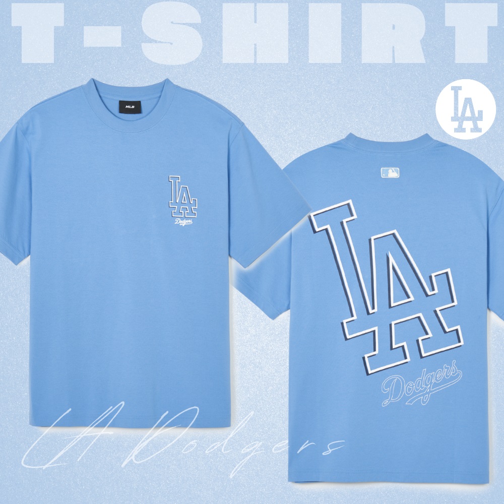 Áo Thun MLB Korea Basic Mega Logo LA Dodgers Blue