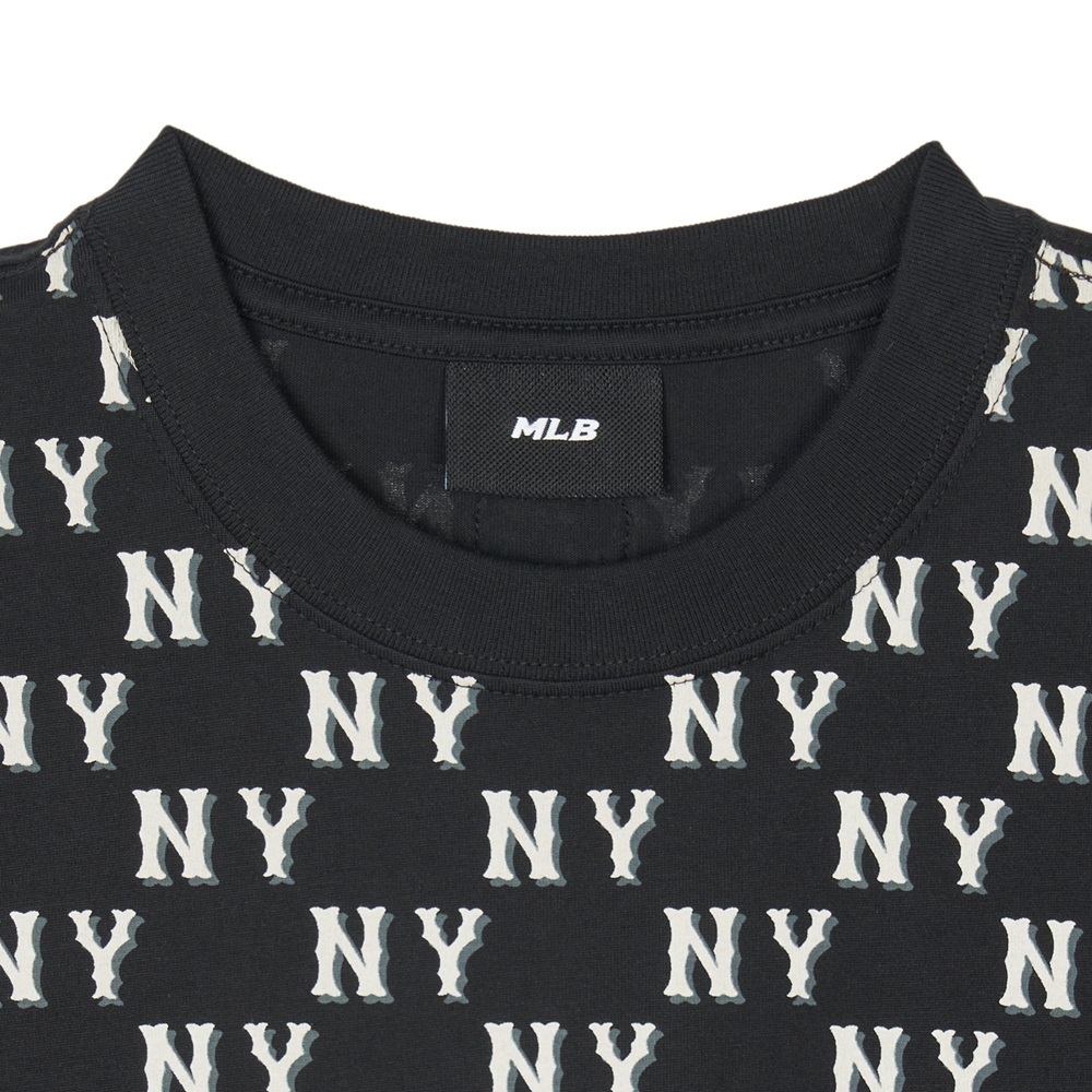 Áo Thun MLB Korea Classic Mono Front Pattern New York Yankees Black