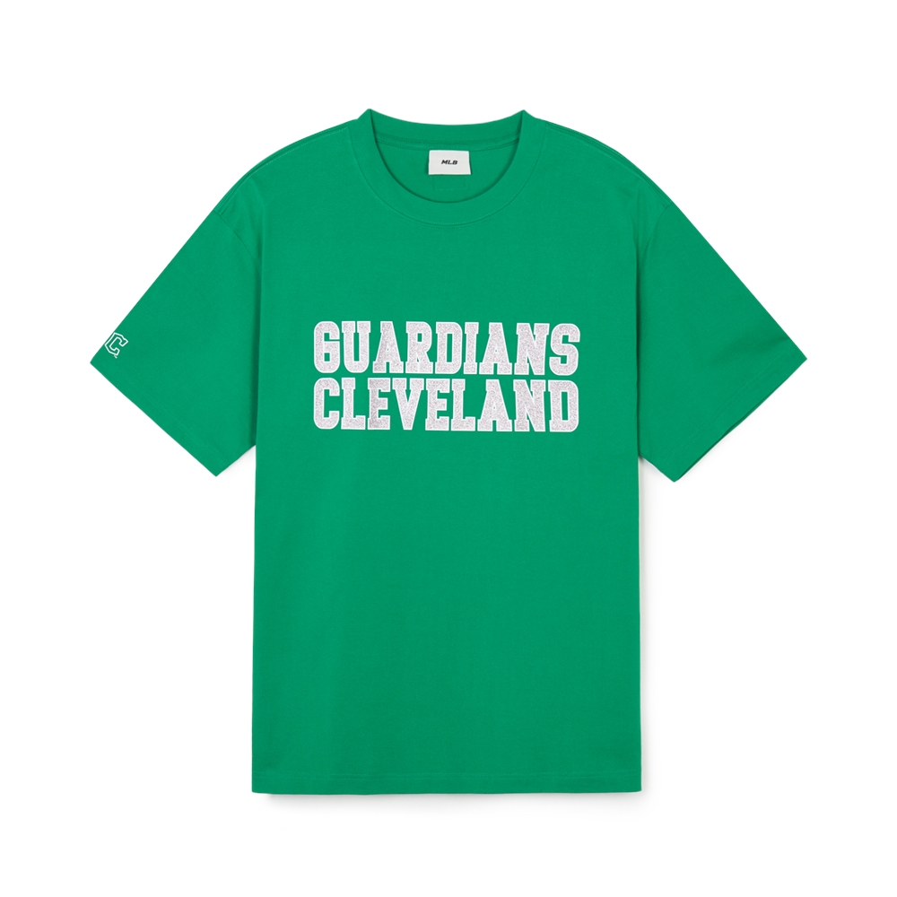 Áo Thun MLB Korea Premium Varsity Cleveland Guardians Green