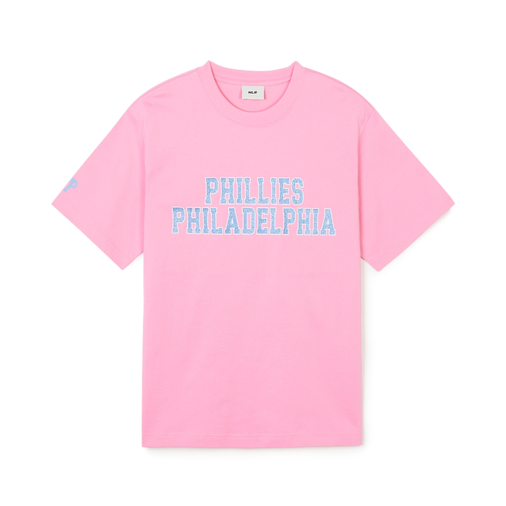 Áo Thun MLB Korea Premium Varsity Philadelphia Phillies Pink
