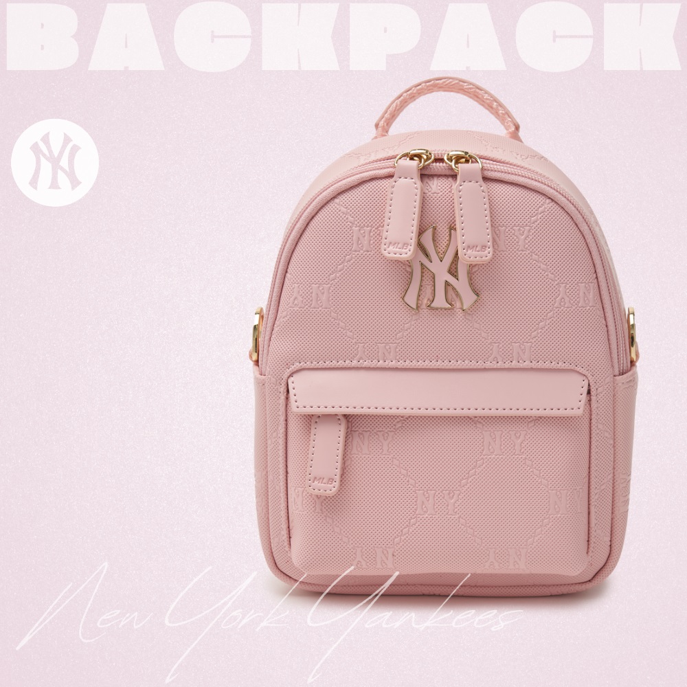 Balo MLB Korea [KIDS] Dia Mono PU Embossed Mini Backpack New York Yankees Pink