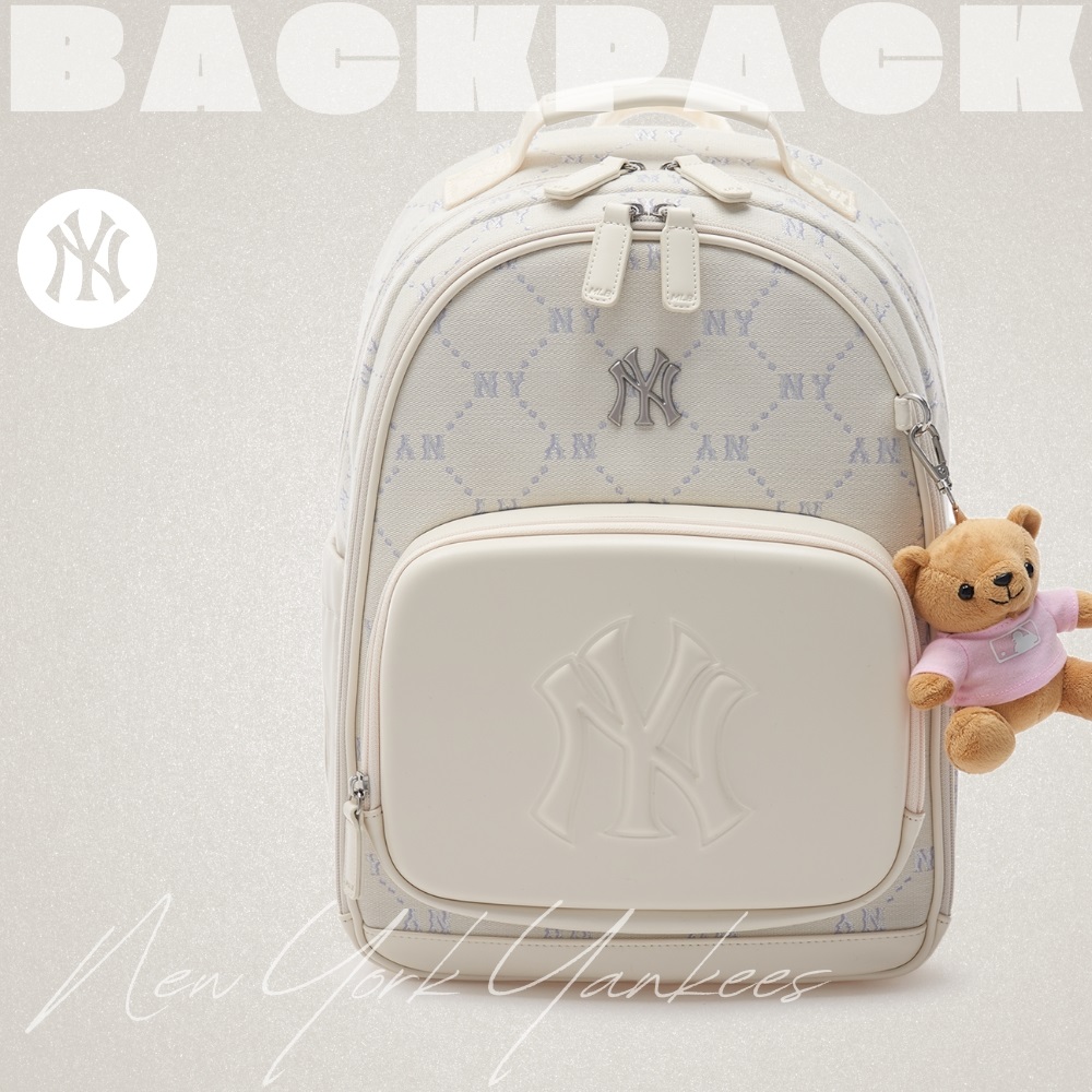 Balo MLB Korea Diamond Monogram Cute Bear New York Yankees Ivory