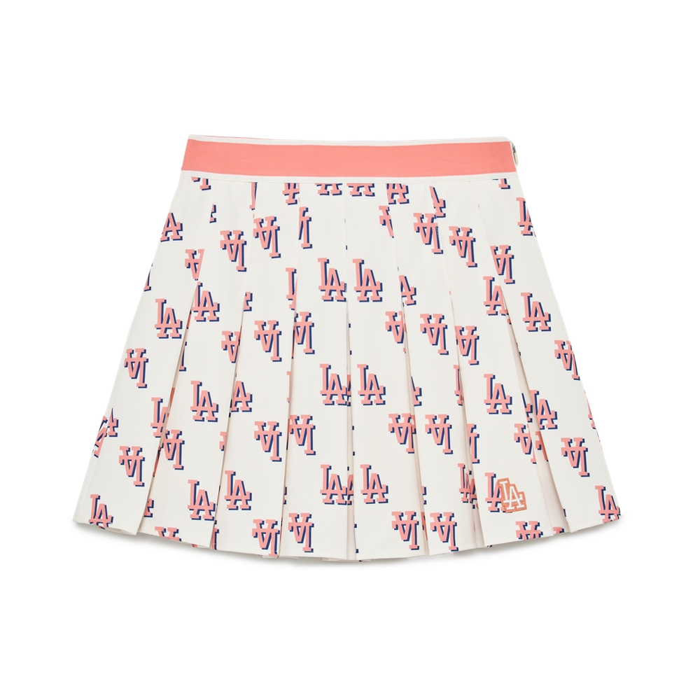 Váy MLB Women's Classic Monogram Front Pattern Pleated Skirt LA Dodgers Cream