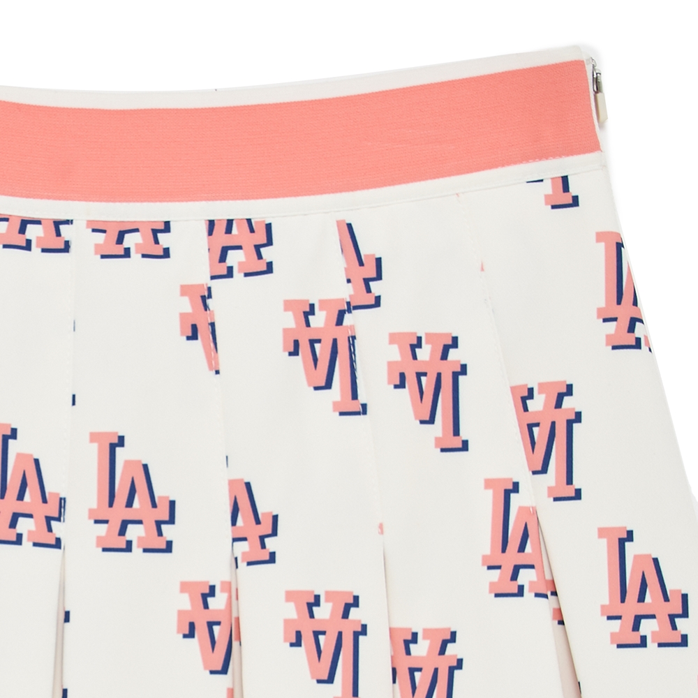 Váy MLB Women's Classic Monogram Front Pattern Pleated Skirt LA Dodgers Cream