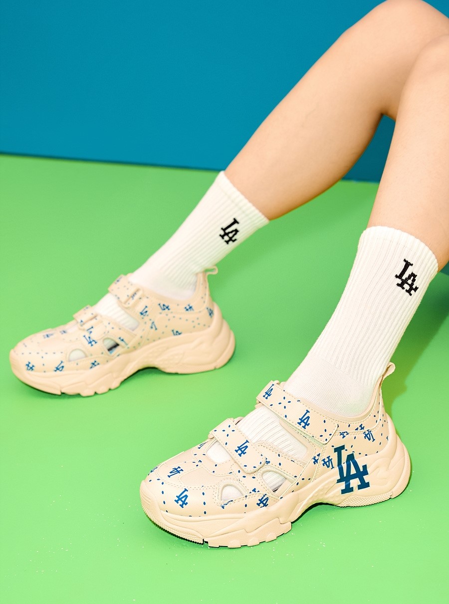 Sandals MLB BigBall Chunky Mask Diamond Monogram LA Dodgers Cream