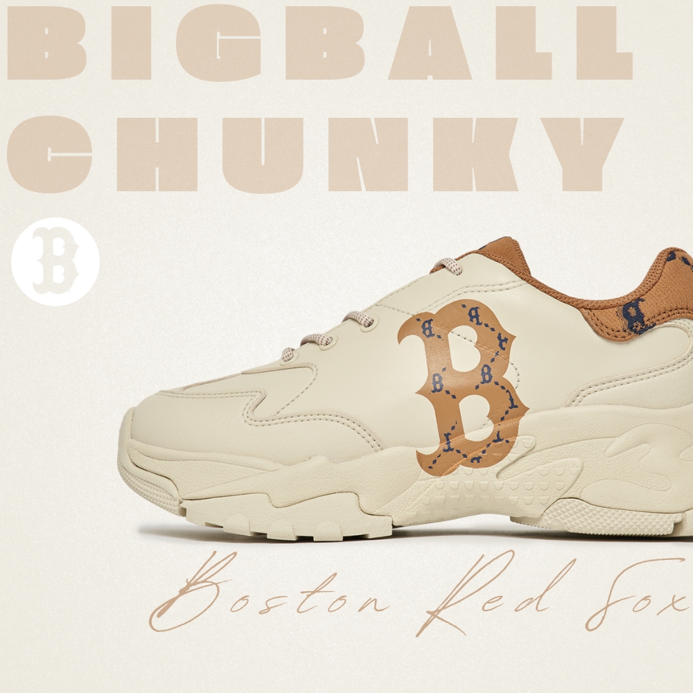 Giày MLB BigBall Chunky Diamond Monogram Boston Red Sox D.Beige