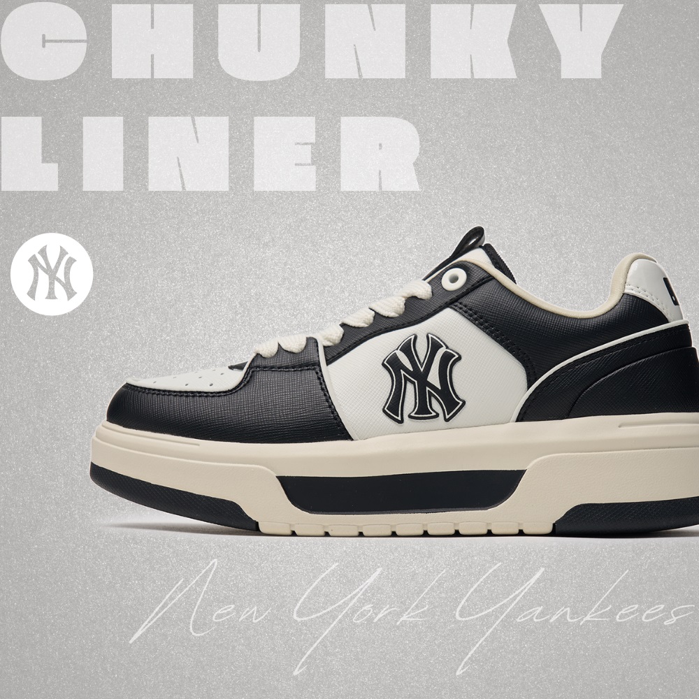 Giày MLB Korea Chunky Liner SL Saffiano New York Yankees Black