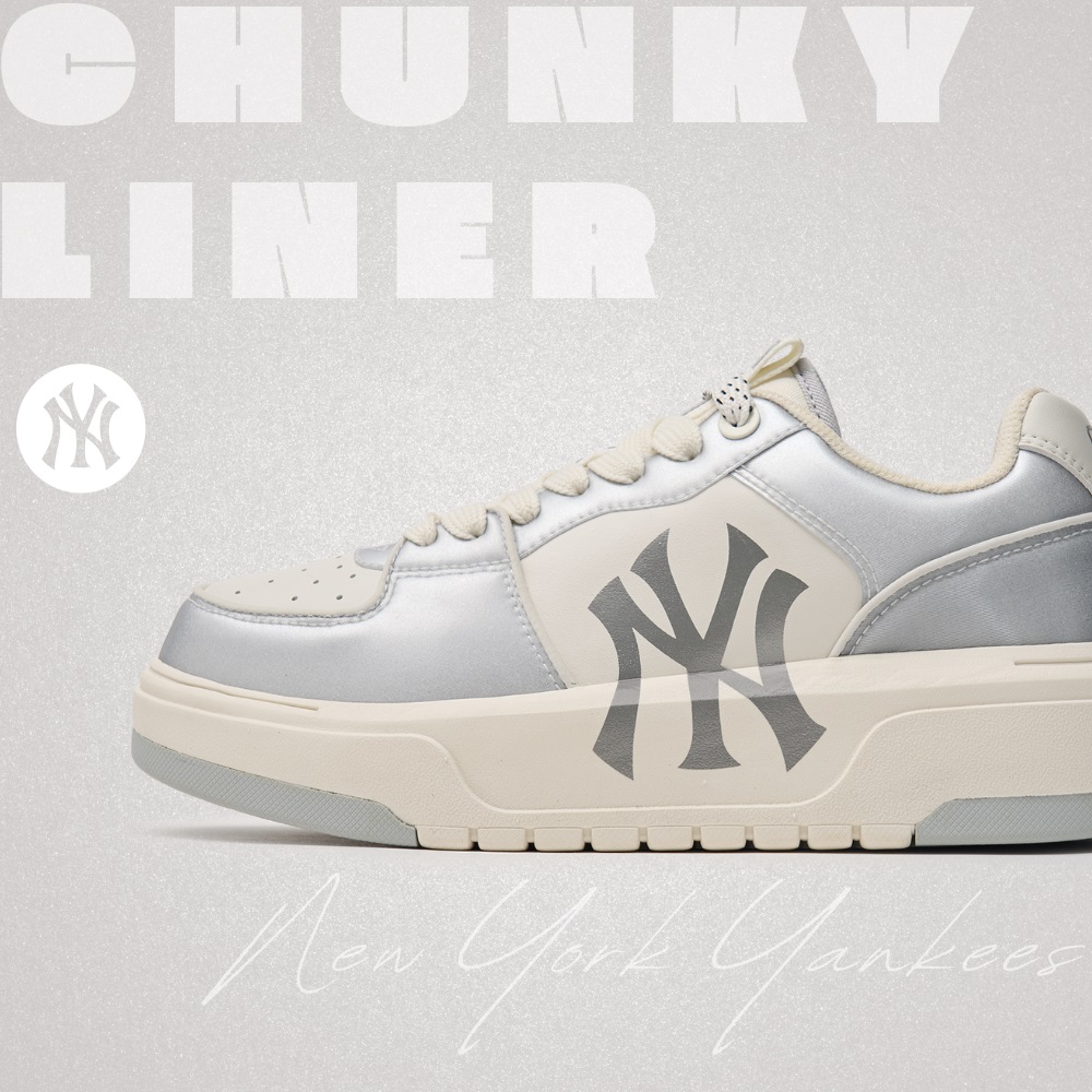 Giày MLB Korea Chunky Liner Hologram New York Yankees Gray