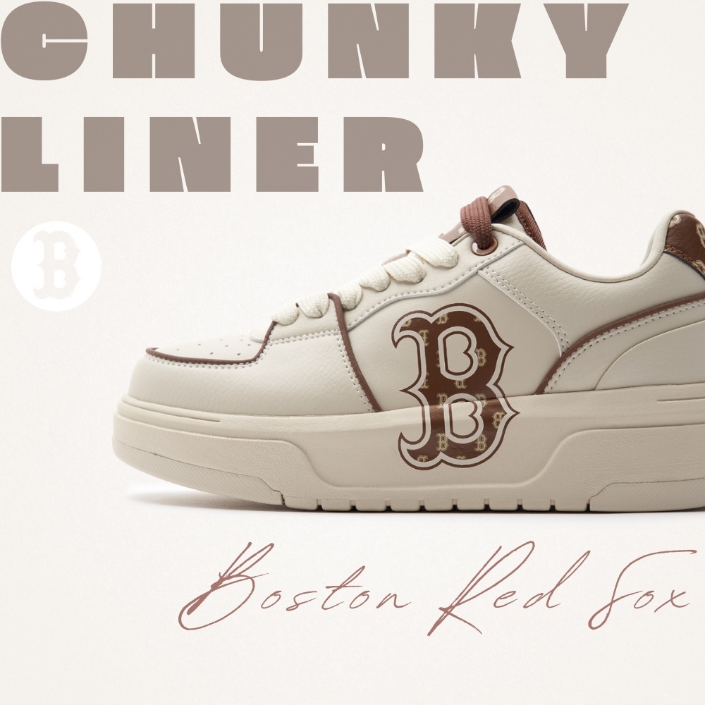 Giày MLB Korea Chunky Liner Classic Monogram Boston Red Sox Brown