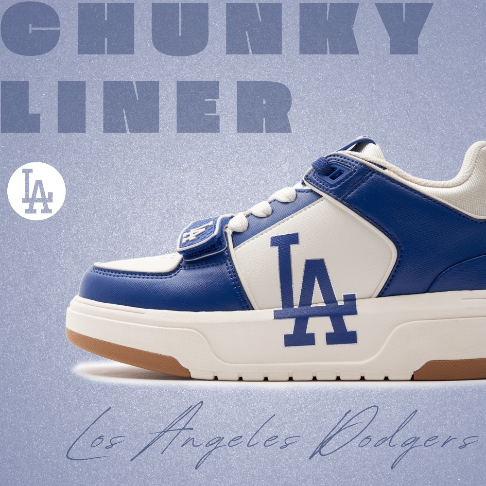Giày MLB Korea Chunky Liner Mid Saffiano LA Dodgers Blue