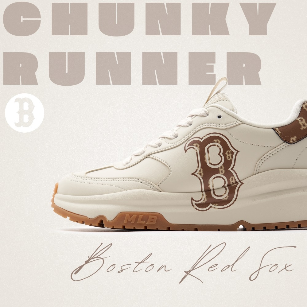 Giày MLB Korea Chunky Runner Classic Monogram Boston Red Sox Brown