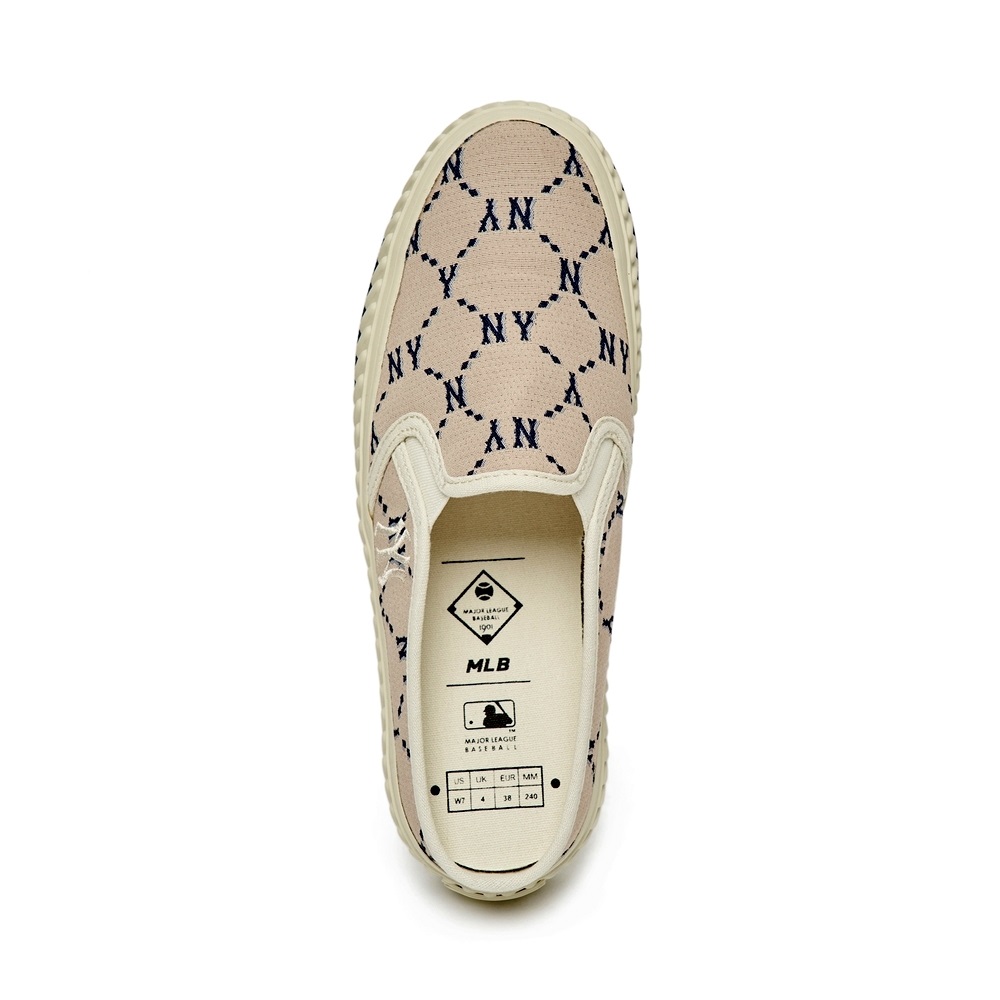 Giày MLB Mule Dia Monogram New York Yankees Beige