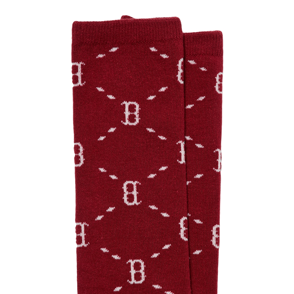 MLB Dinamond Monogram Knee Socks Boston Red Sox Wine