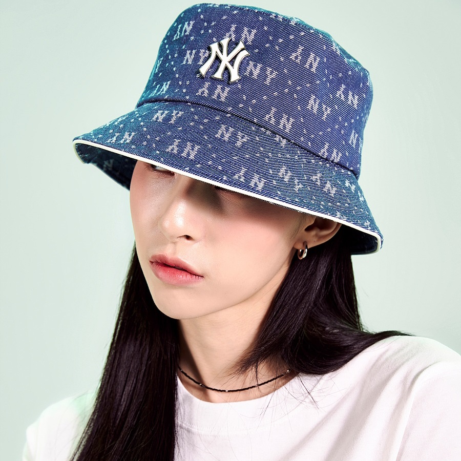 Nón MLB Denim Dia Monogram Bucket Hat New York Yankees D.Navy