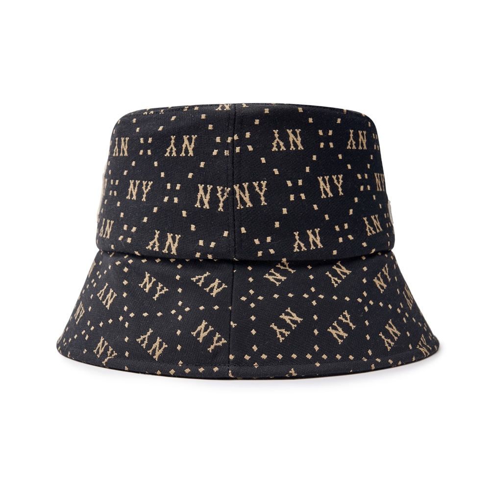 Nón MLB Korea Diamond Monogram Bucket Hat New York Yankees Black