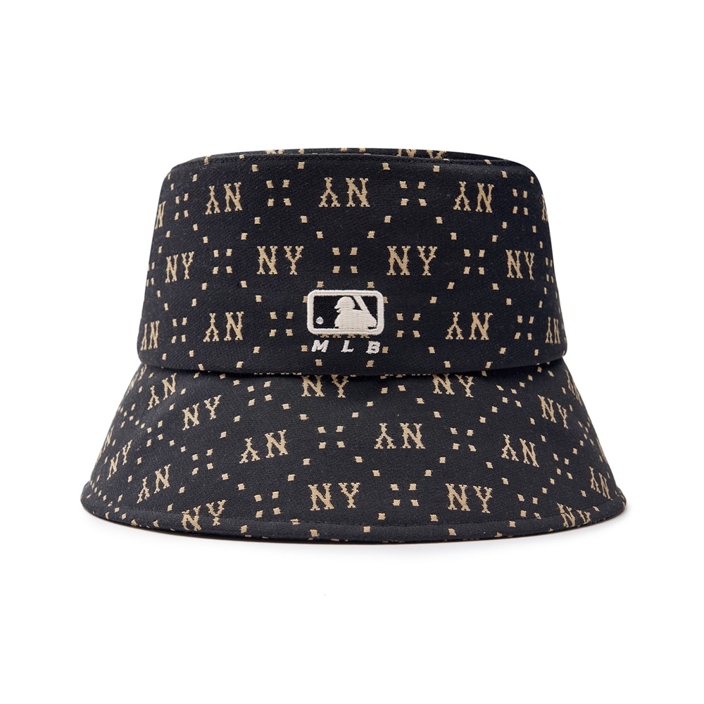 Nón MLB Korea Diamond Monogram Bucket Hat New York Yankees Black