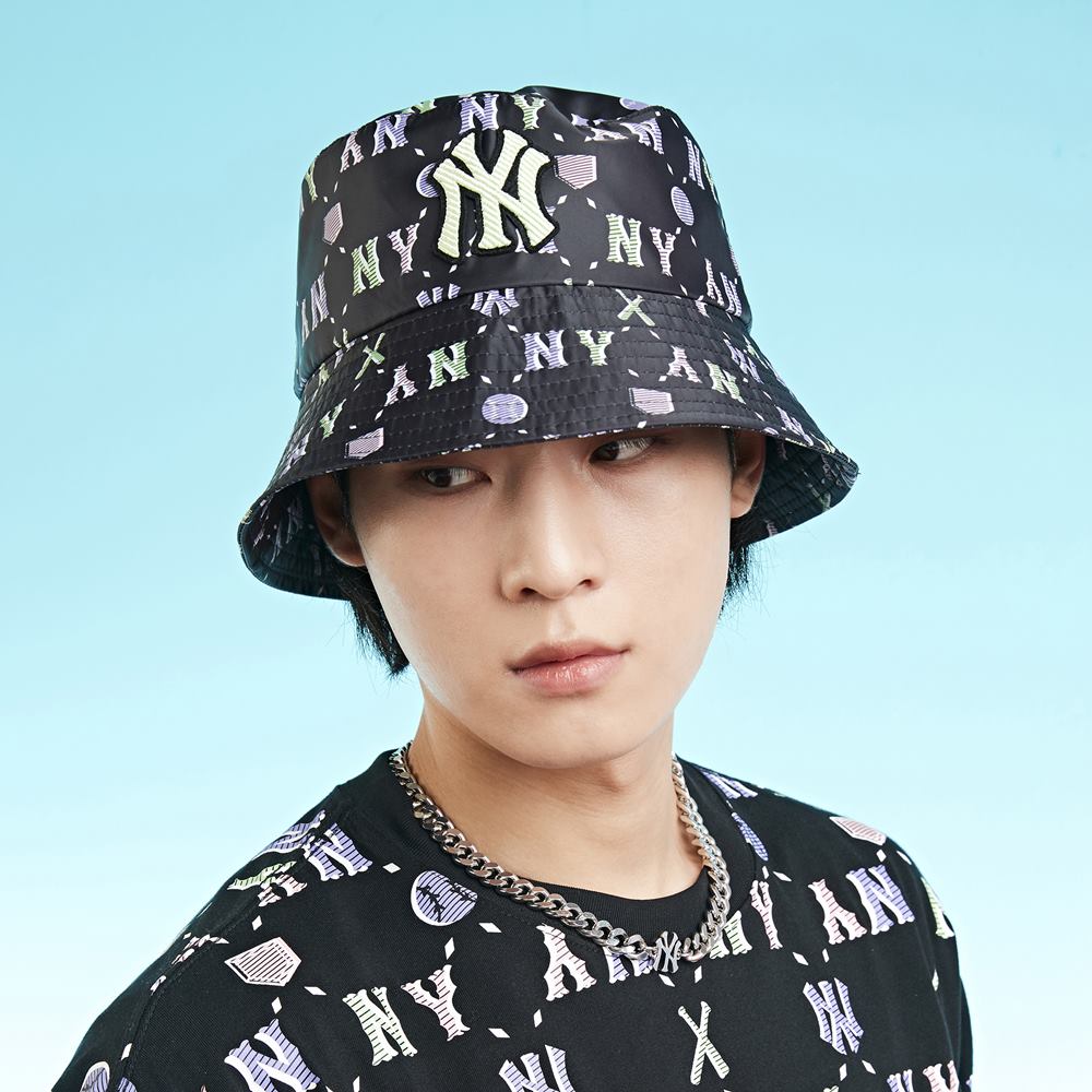 Nón MLB Monogram Summer Bucket Hat New York Yankees Black