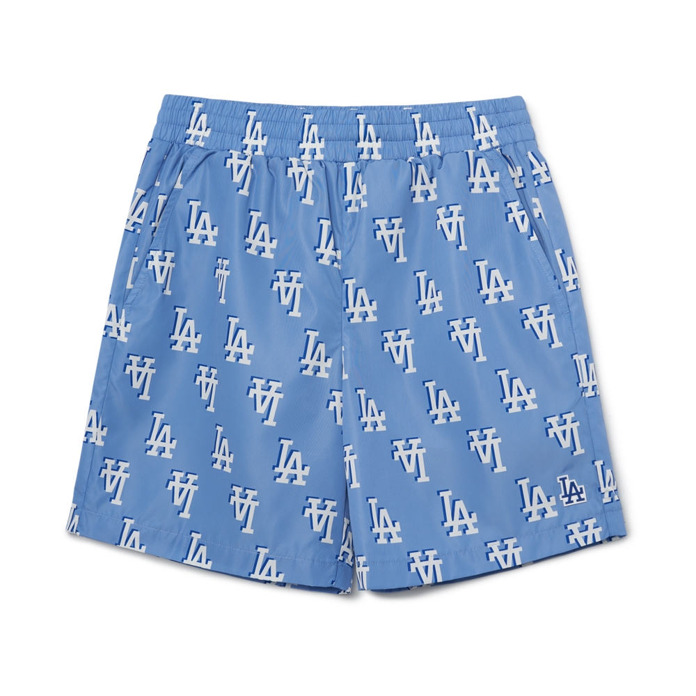 Quần Shorts MLB Classic Monogram Front Panel Pattern 5 Woven LA Dodgers L.Cobait Blue