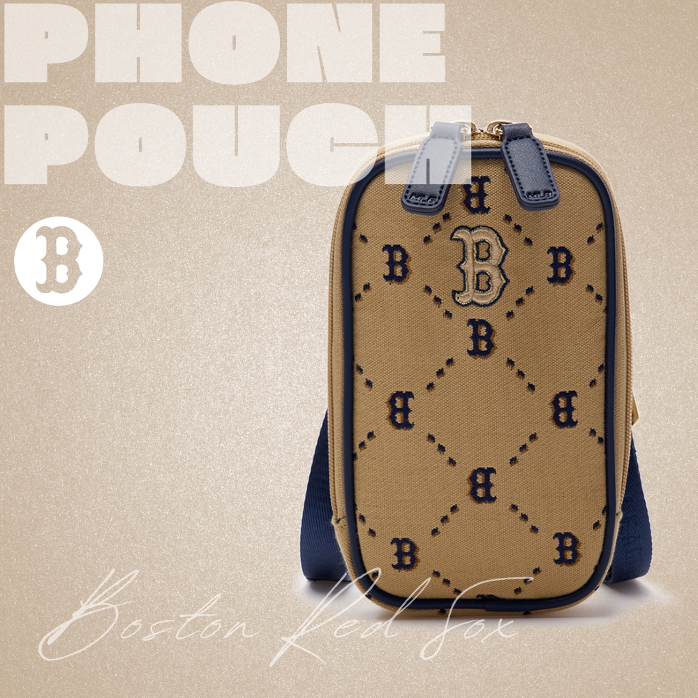 Túi MLB Korea Diamond Monogram Phone Pouch Boston Red Sox Beige