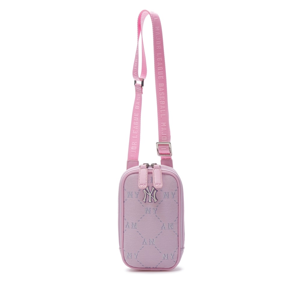 Túi MLB Korea Diamond Monogram Phone Pouch New York Yankees Pink